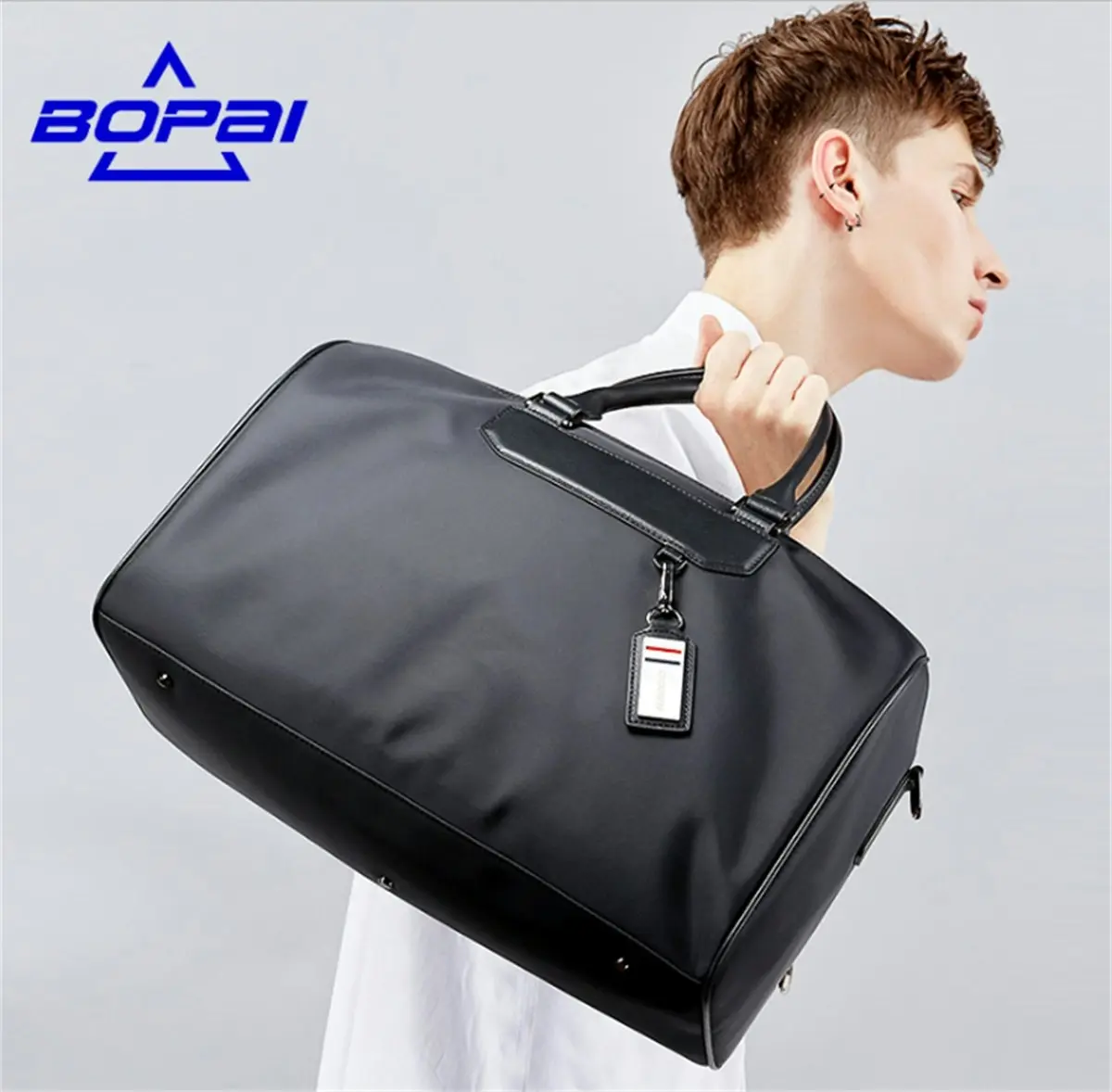 Bopai Luxury Waterproof Foldable Cross-body Travel Gym Sport Duffle Bag Luggage Hand Bag B3021 Black