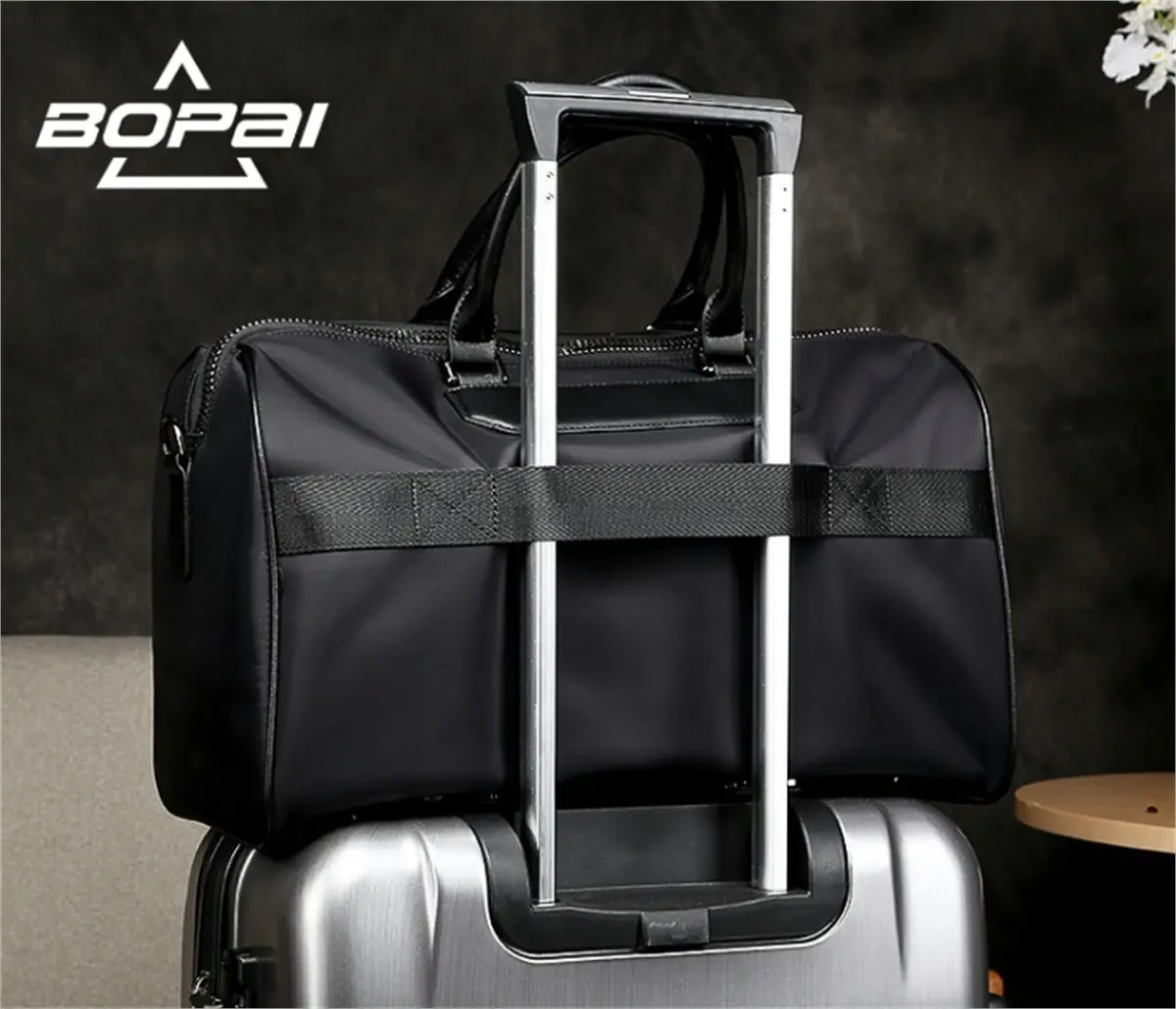 Bopai Luxury Waterproof Foldable Cross-body Travel Gym Sport Duffle Bag Luggage Hand Bag B3021 Black