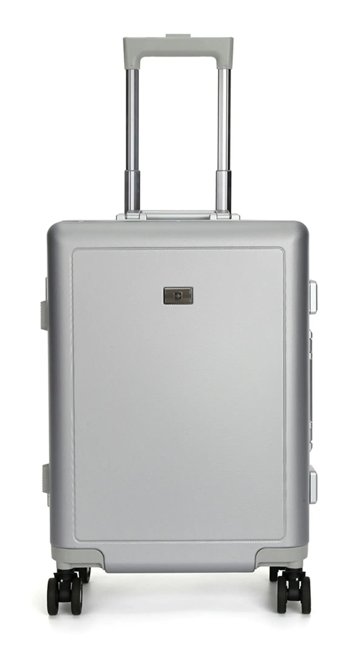 Suissewin Swiss Aluminium Luggage Suitcase Lightweight TSA locker 8 wheels Carry On HardCase SN7620A Silver