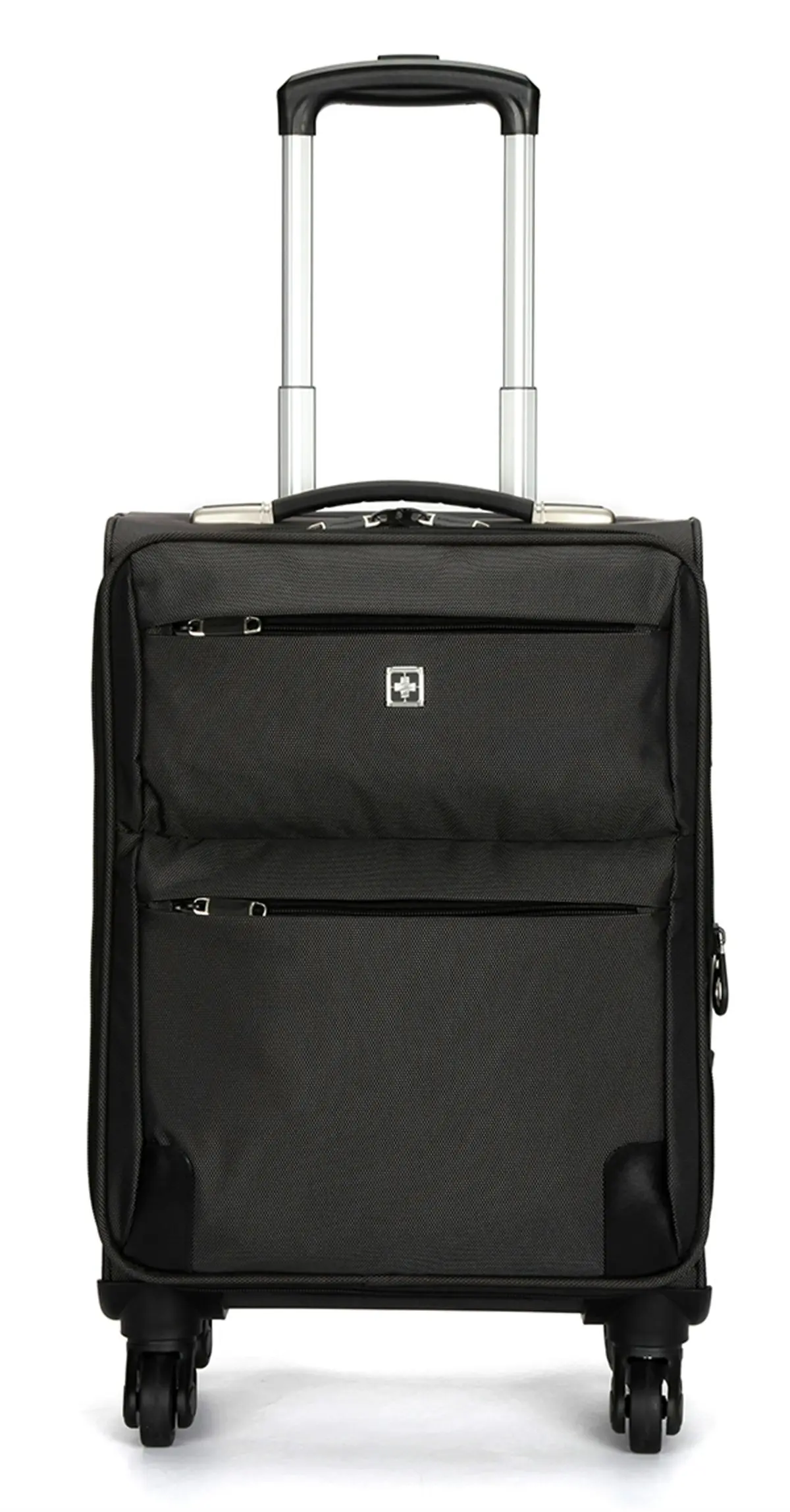 Suissewin Swiss Luggage Suitcase Lightweight 8 Wheels 360 Degree Rolling Carry on Softcase SN8918A Black