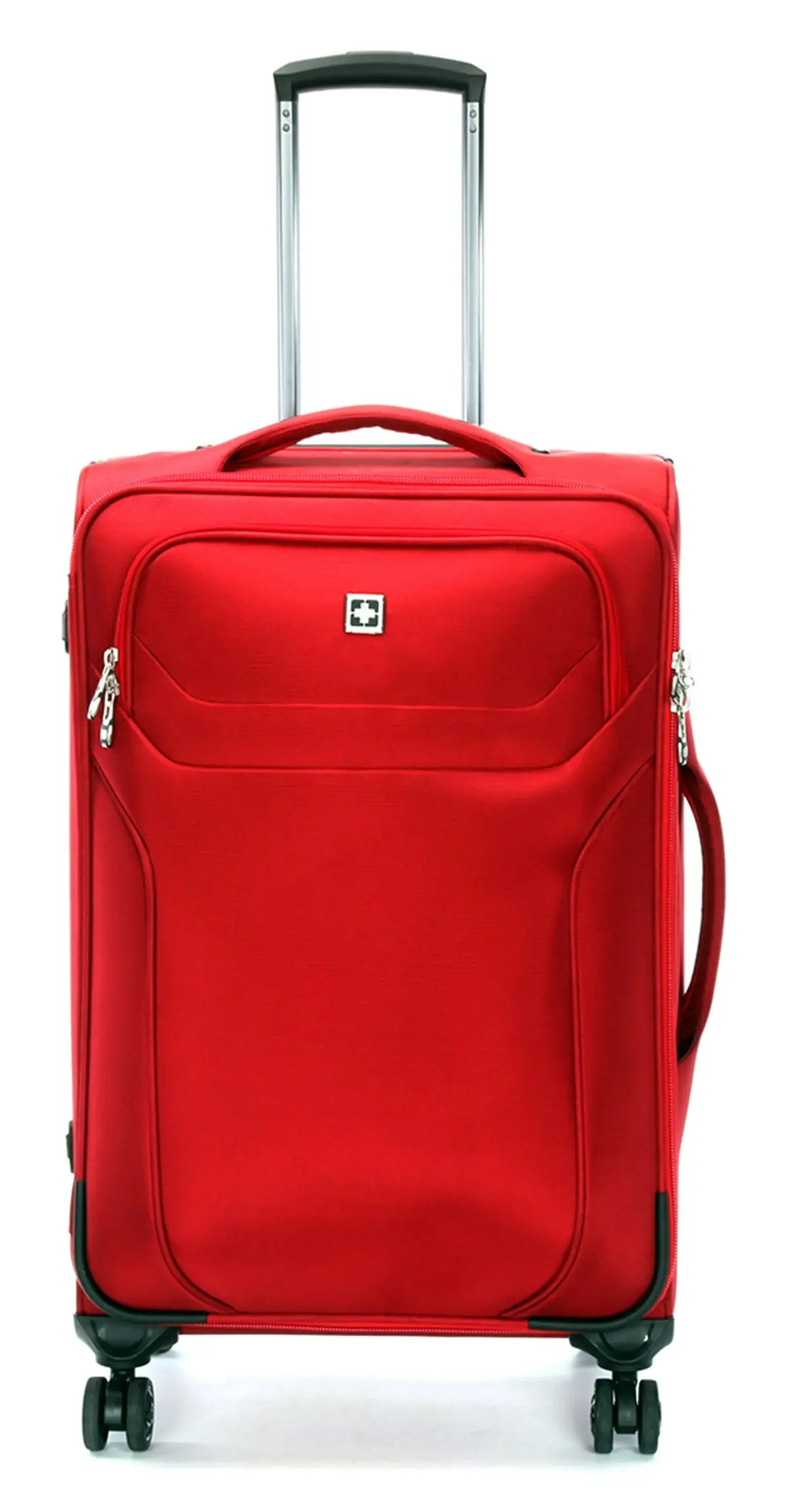 Suissewin Swiss Luggage Suitcase Lightweight 8 Wheels 360 Degree Rolling Carry on Softcase SN6005A Red