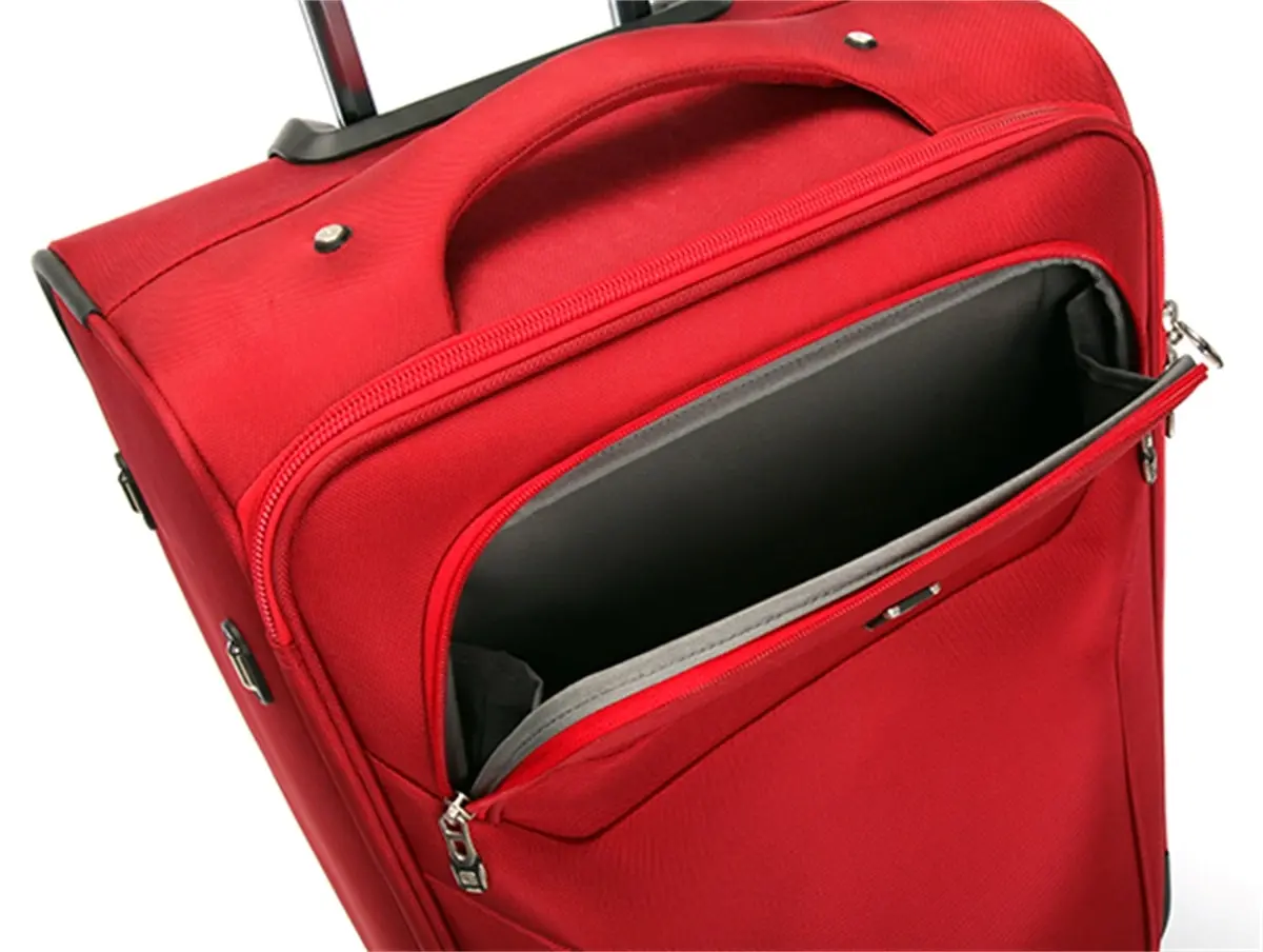 Suissewin Swiss Luggage Suitcase Lightweight 8 Wheels 360 Degree Rolling Carry on Softcase SN6005A Red