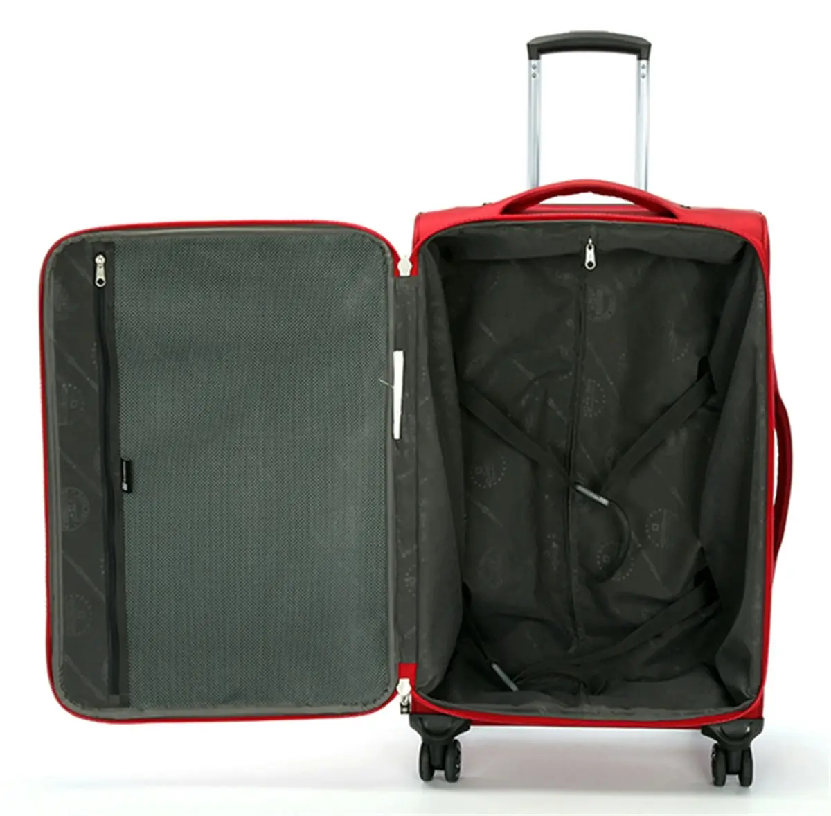 Suissewin Swiss Luggage Suitcase Lightweight 8 Wheels 360 Degree Rolling Carry on Softcase SN6005A Red