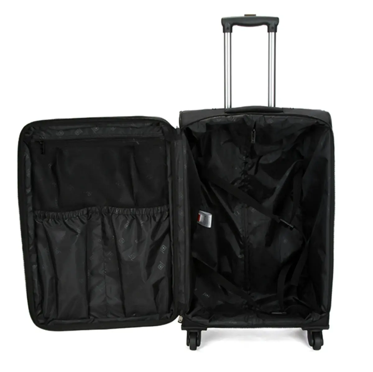 Suissewin Swiss Luggage Suitcase Lightweight 8 Wheels 360 Degree Rolling Carry on Softcase SN8109A Black