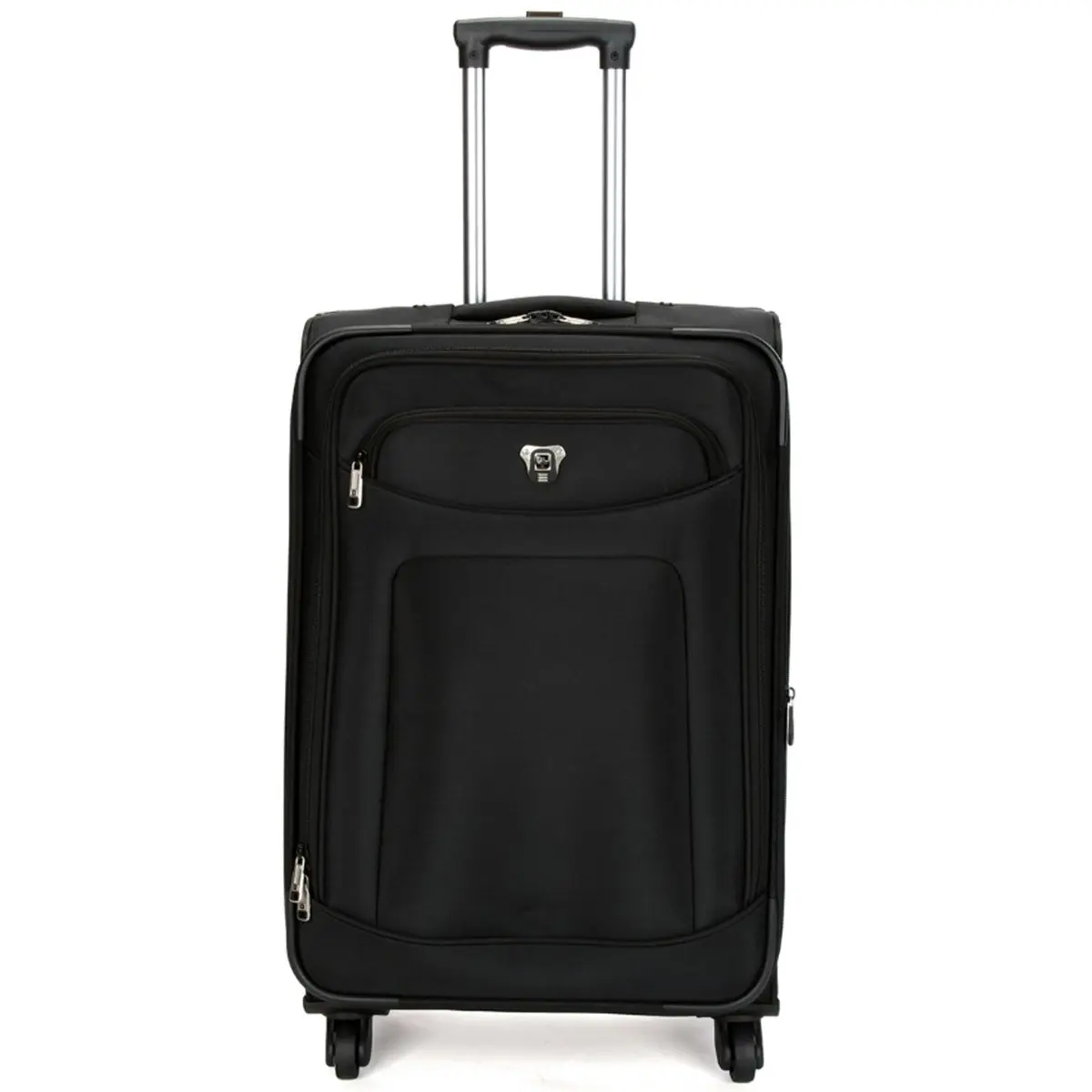 Suissewin Swiss Luggage Suitcase Lightweight 8 Wheels 360 Degree Rolling Carry on Softcase SN8109A Black