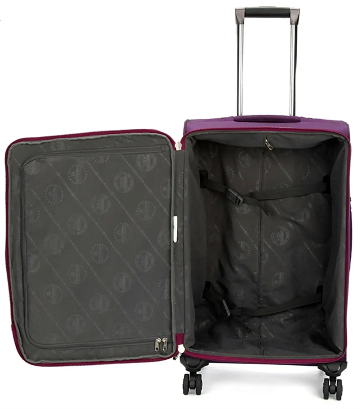 Suissewin Swiss Luggage Suitcase Lightweight 8 Wheels 360 Degree Rolling Carry on Softcase SN6007A Purple