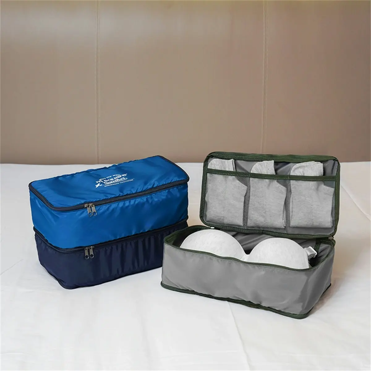 M Square Travelgear Double Layer Underwear Storage Bag Blue