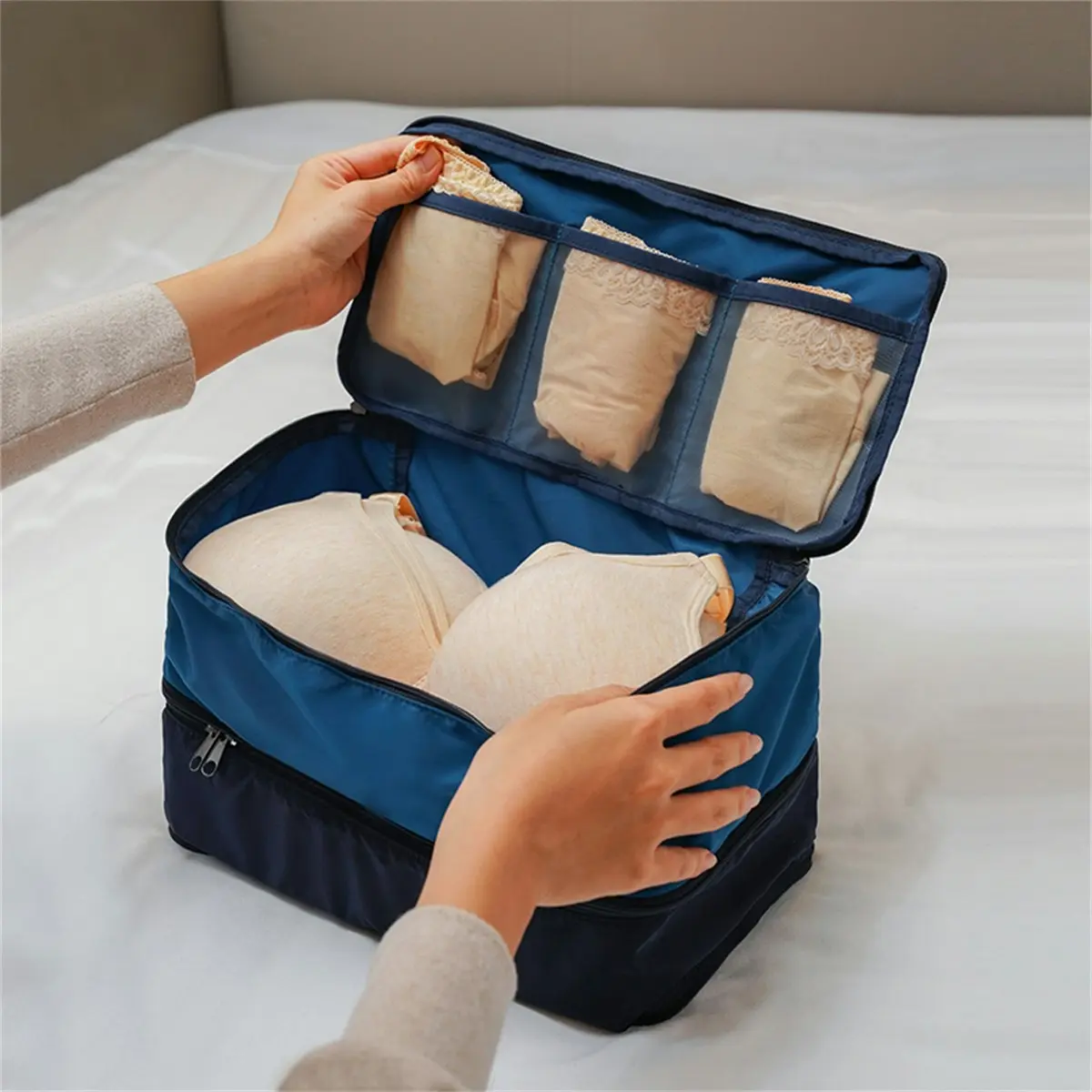 M Square Travelgear Double Layer Underwear Storage Bag Blue