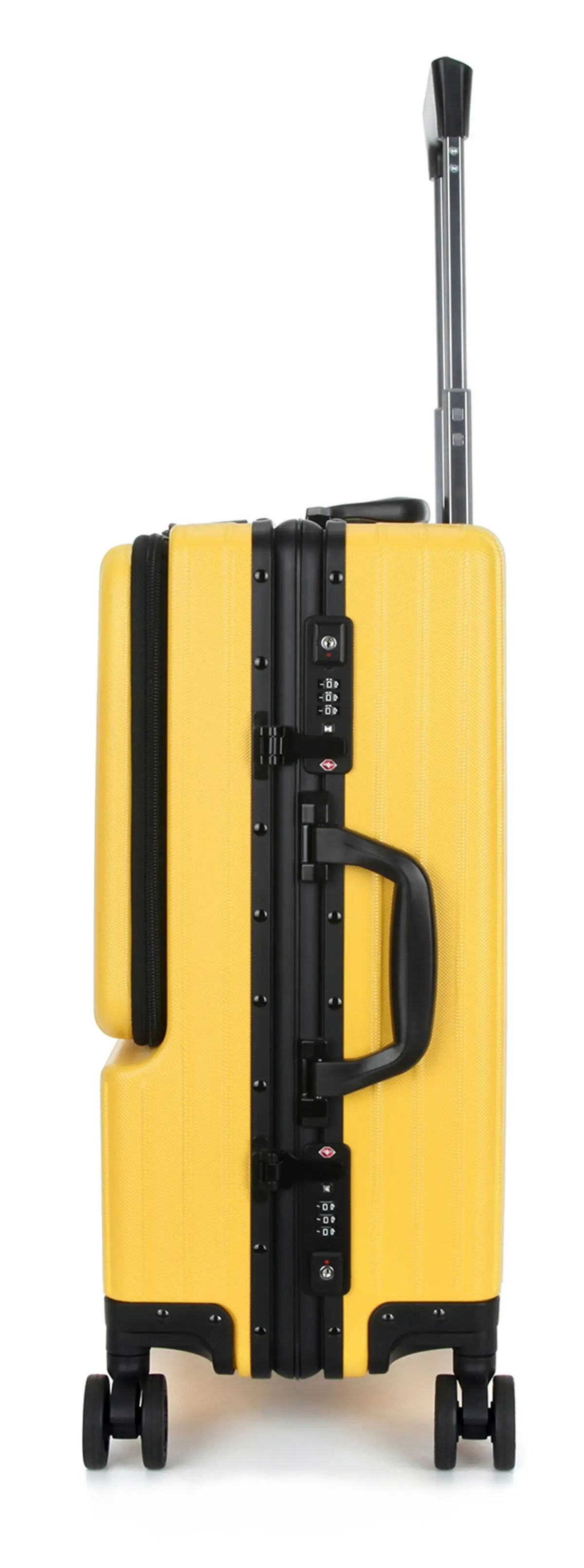 Suissewin Swiss Aluminium Luggage Suitcase Lightweight With TSA Locker 8 Wheels Carry on Hardcase SN8610A Yellow