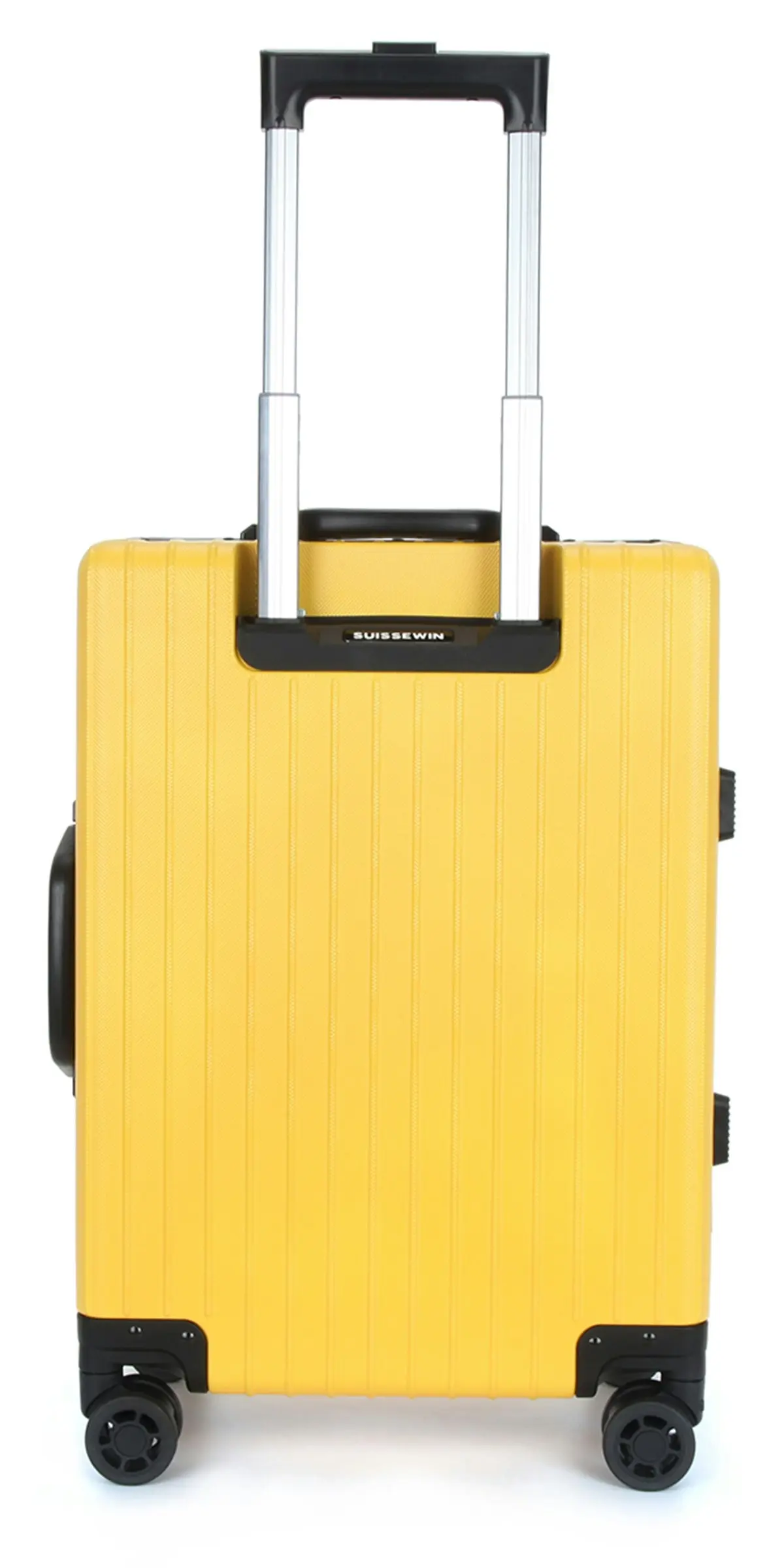 Suissewin Swiss Aluminium Luggage Suitcase Lightweight With TSA Locker 8 Wheels Carry on Hardcase SN8610A Yellow