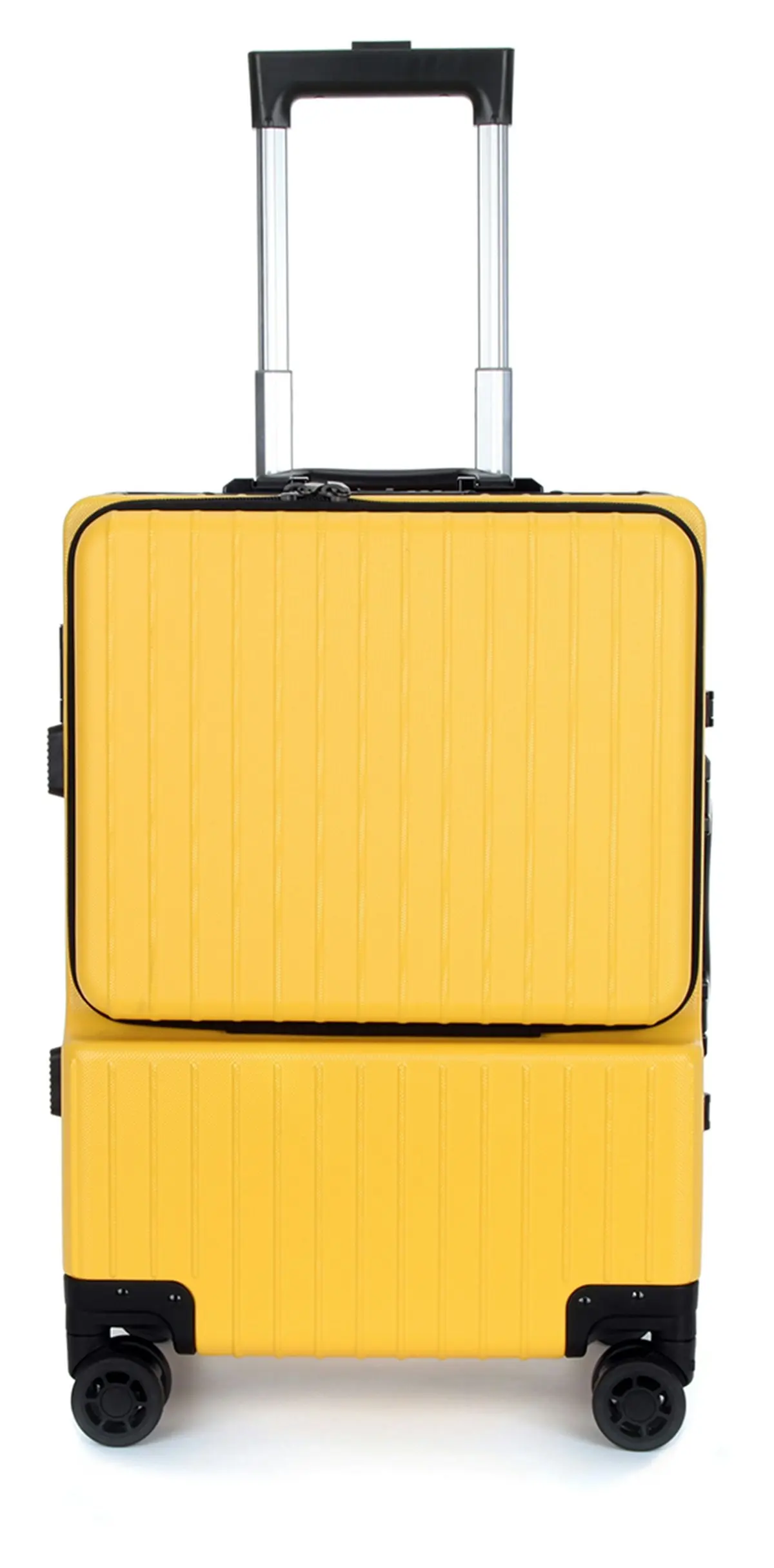 Suissewin Swiss Aluminium Luggage Suitcase Lightweight With TSA Locker 8 Wheels Carry on Hardcase SN8610A Yellow