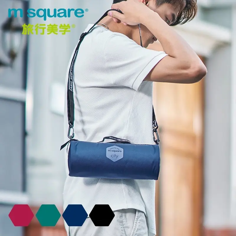 M Square Portable Barrel Bag Cross-body Sporty Duffel Bag Lightweight Travel Bag Small Blue