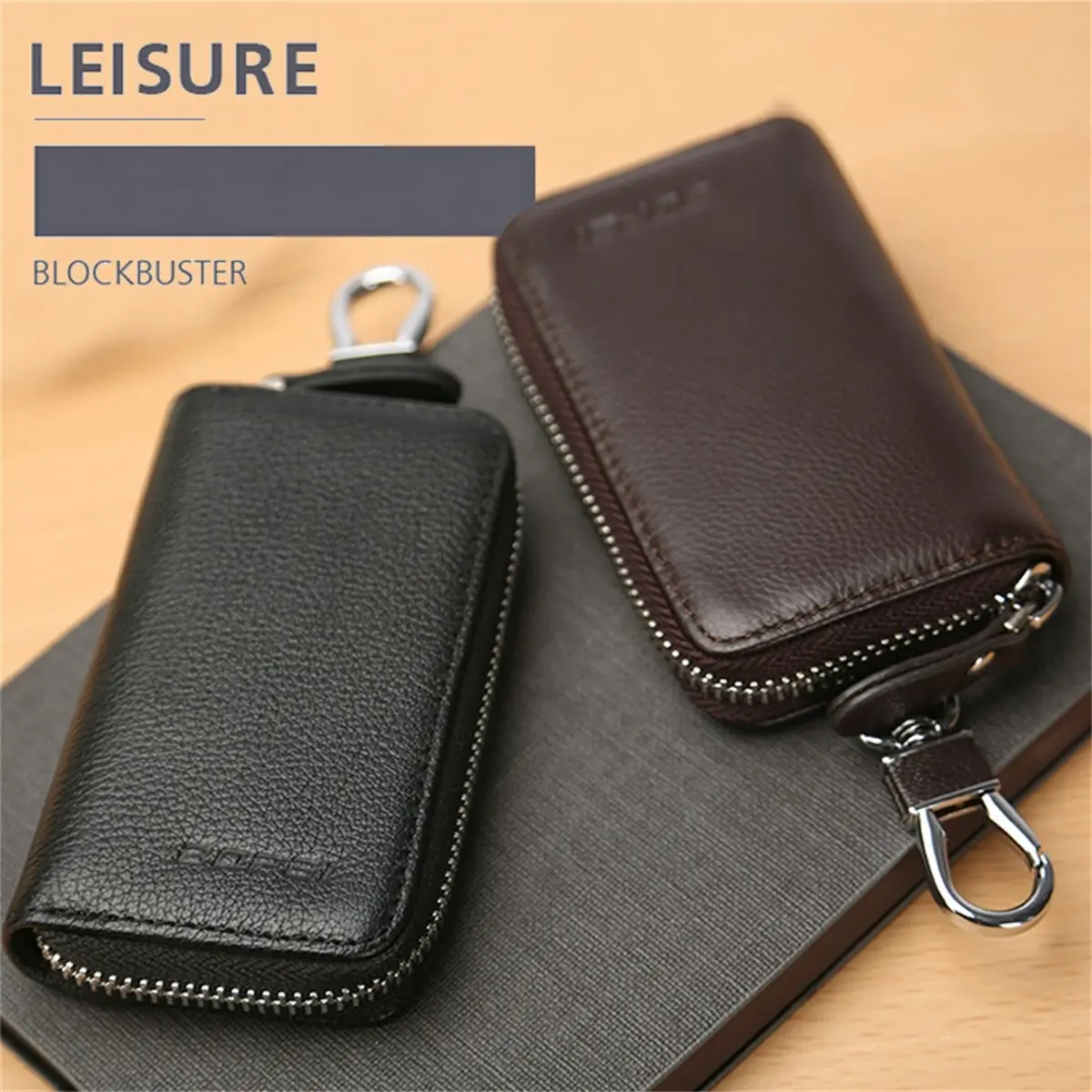 Bopai Luxury Style Genuine Leather Wallet Car Key Holder Keys Organizer Bag Keychain Pouch B7221