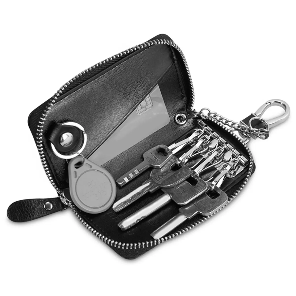 Bopai Luxury Style Genuine Leather Wallet Car Key Holder Keys Organizer Bag Keychain Pouch B7221