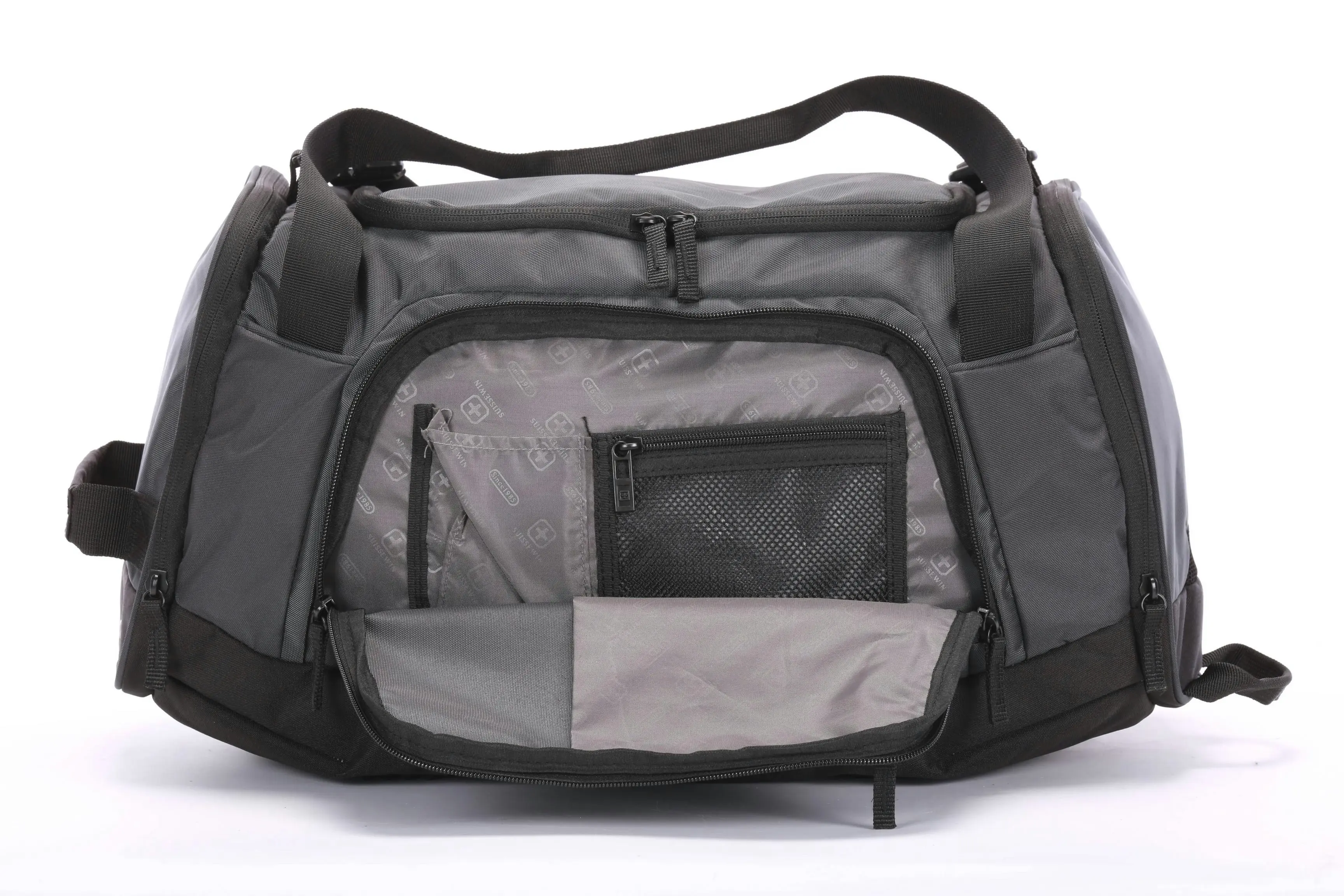 Suissewin Swiss Water-Resistant Gym Sport Crossbody Travel Duffel Bag Luggage Hand Bag SN5015 Grey