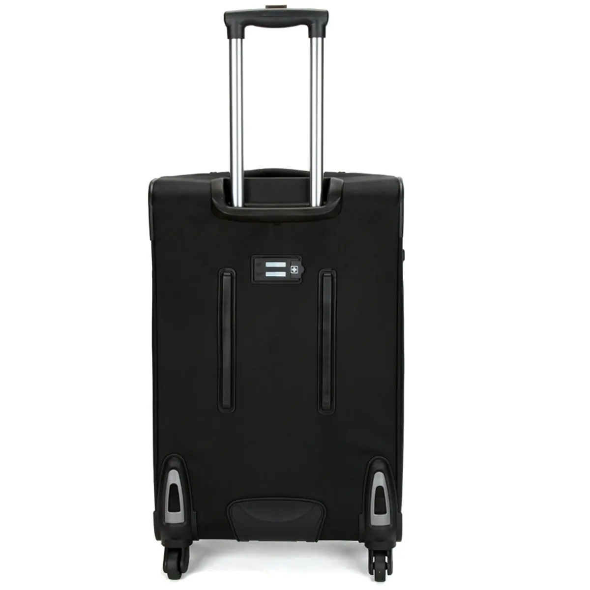 Suissewin Swiss Luggage Suitcase Lightweight with 8 wheels 360 degree rolling SoftCase 2 PCS Set Black