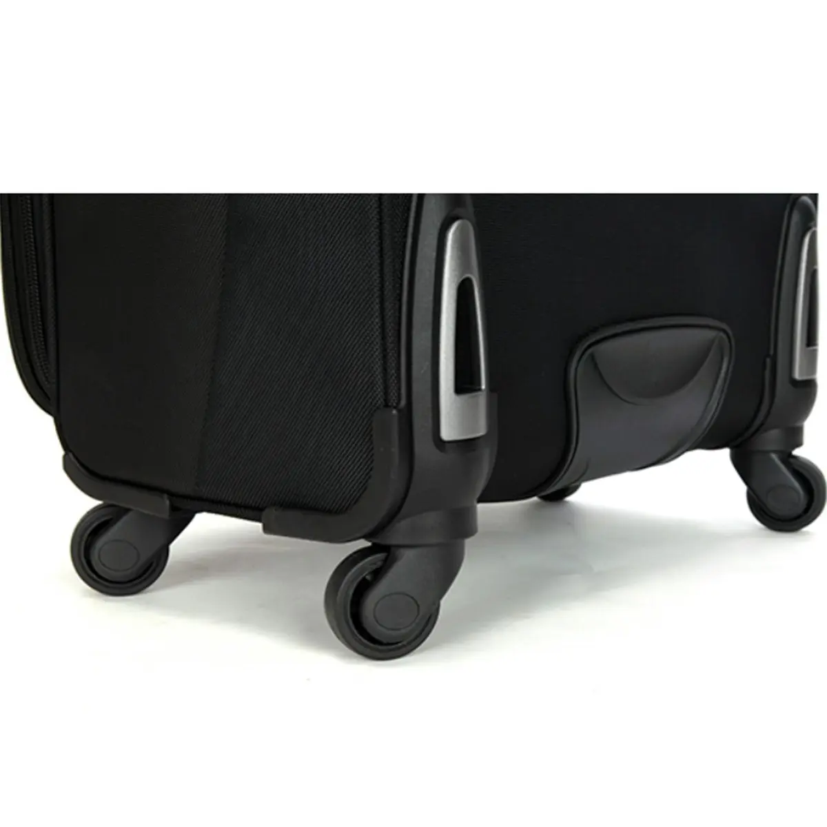 Suissewin Swiss Luggage Suitcase Lightweight with 8 wheels 360 degree rolling SoftCase 2 PCS Set Black