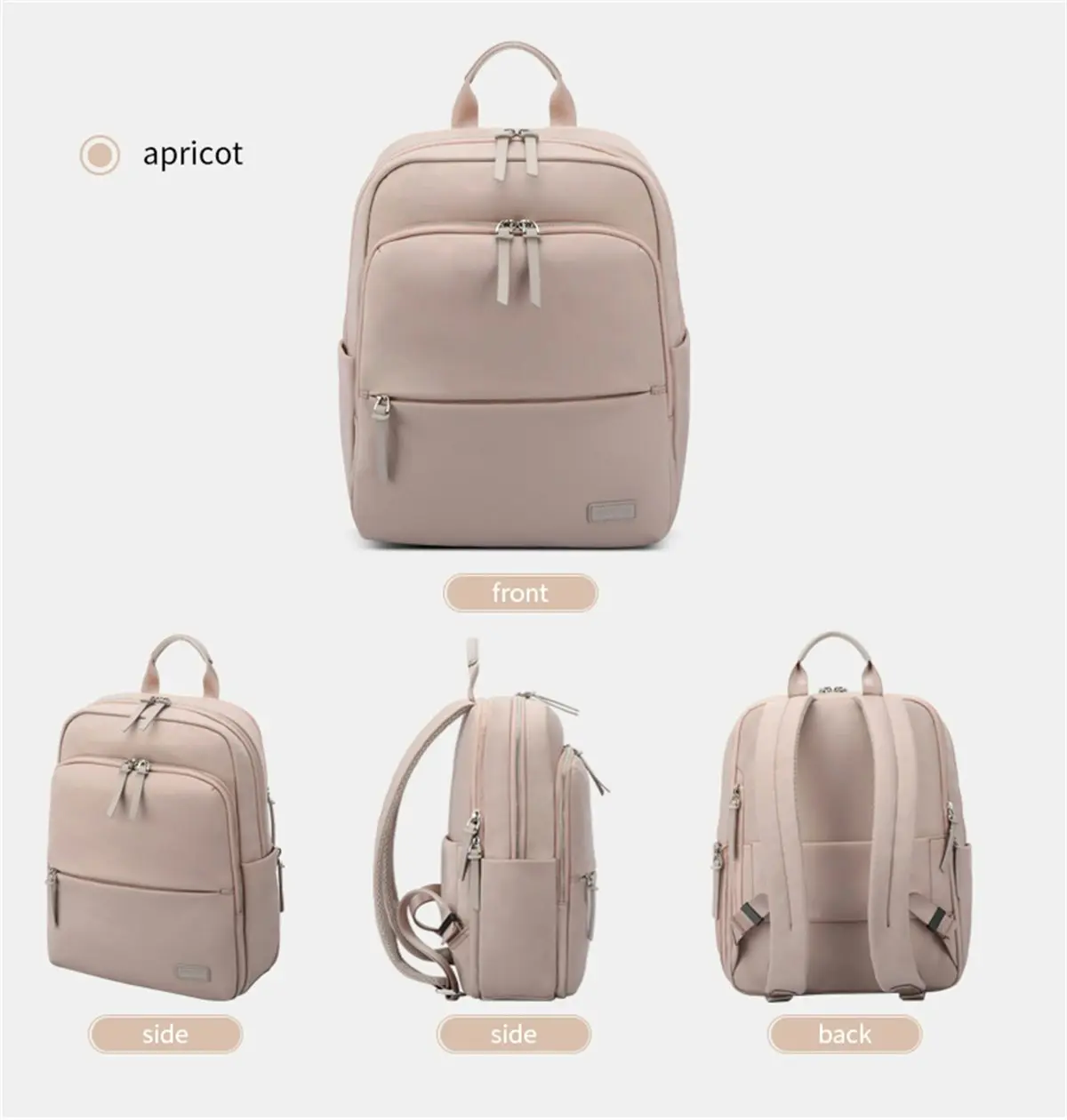 Bopai Luxury Style Waterproof Daypack Women's Business Backpack Travel Shoulder Bag B0625 Apricot 14" Laptop