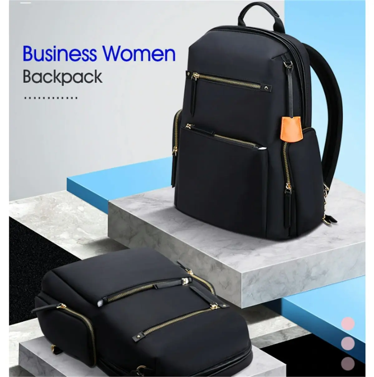 Bopai Luxury Style Waterproof Daypack Women's Business Backpack Travel Shoulder Bag B0121 Black 14" Laptop