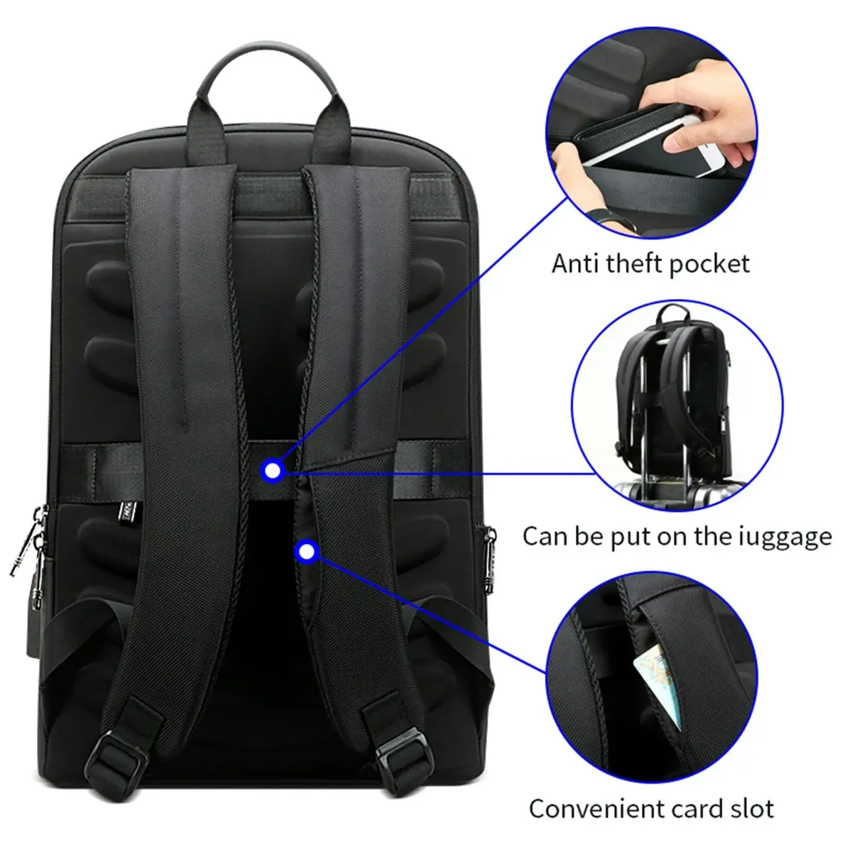 Bopai Luxury Waterproof Leather & Microfibre Anti-Theft With Usb Charging 15.6" Smart Laptop Travel BackpacK B7611