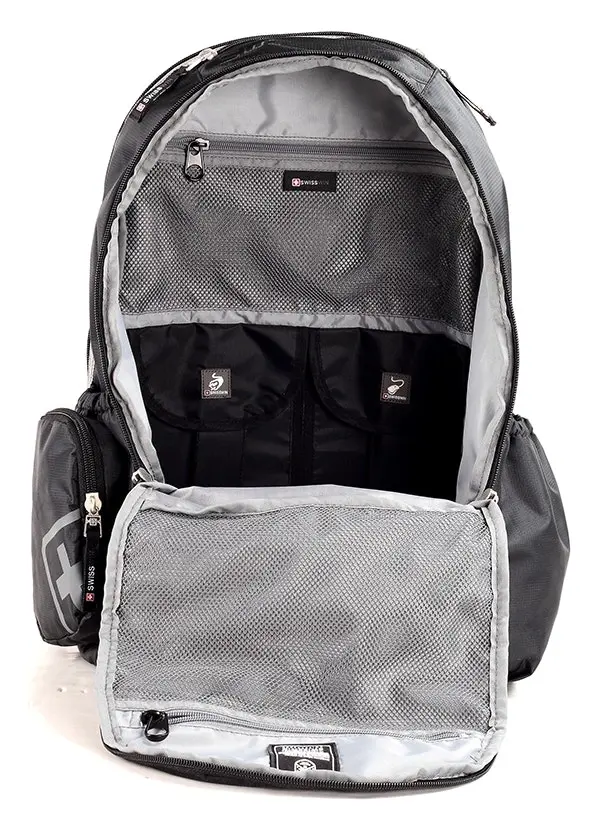 Swisswin Swiss Water-Resistant 15.6" Laptop Backpack School Backpack Travel Shoulder Bag SW9176 Black