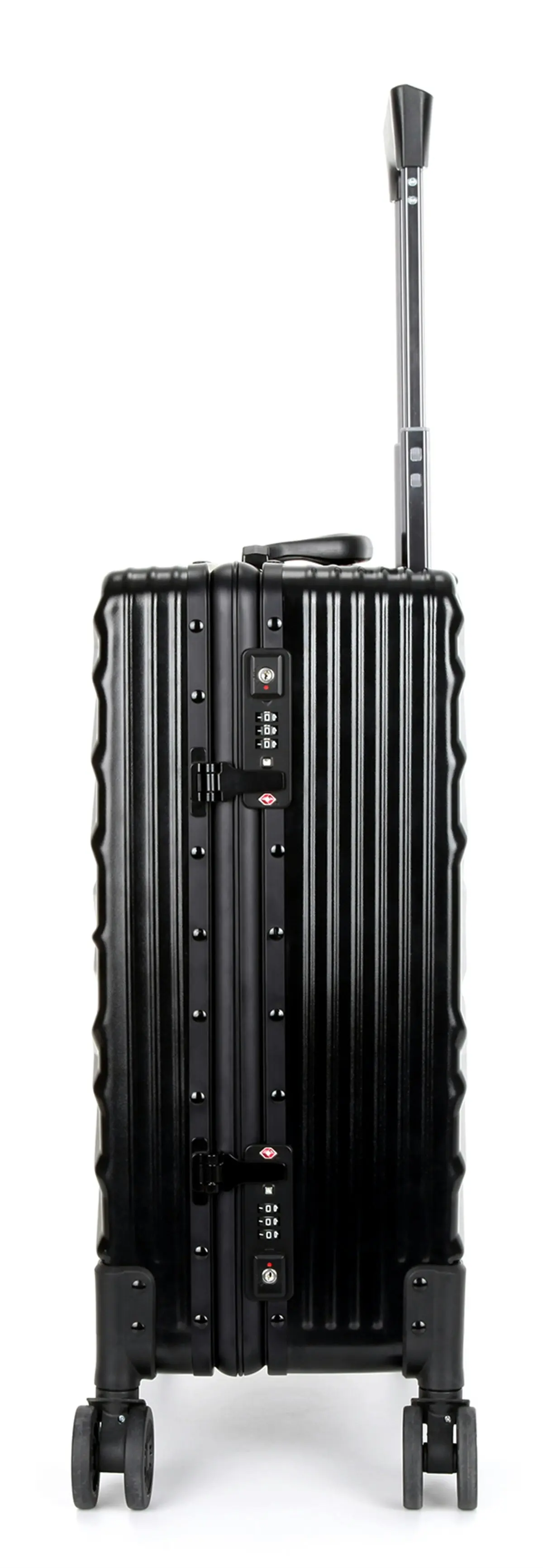 Suissewin Swiss Aluminium Luggage Suitcase Lightweight With TSA Locker 8 Wheels Carry on Hardcase SN7623A Black