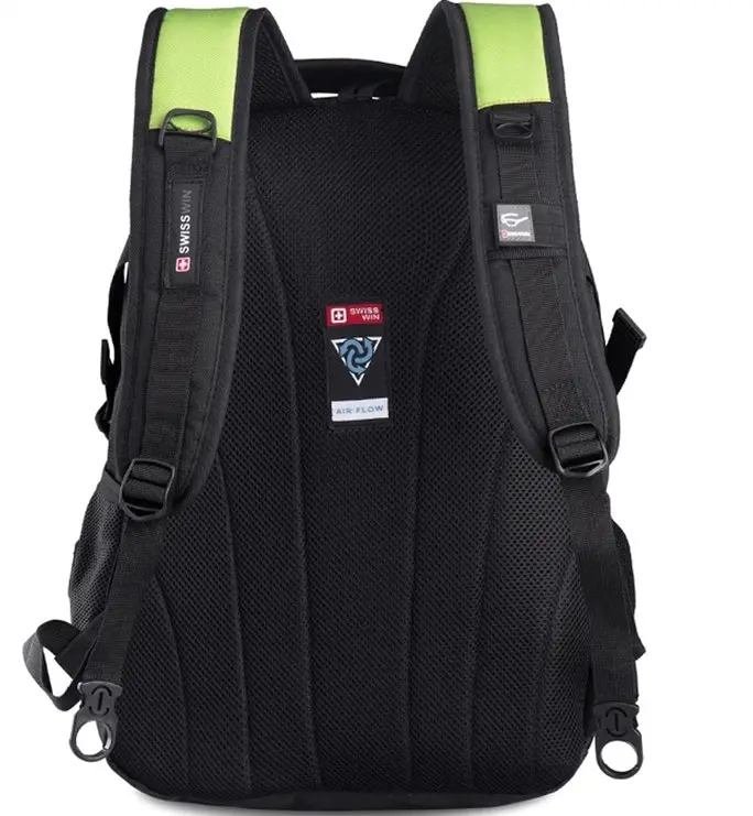 Swisswin Swiss Water-Resistant 14" Laptop Backpack School Backpack Travel Shoulder Bag SW9986 Green