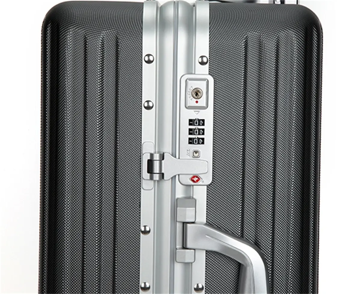 Suissewin Swiss Aluminium Luggage Suitcase Lightweight With TSA Locker 8 Wheel Carry on Hardcase SN7619A Silver Grey