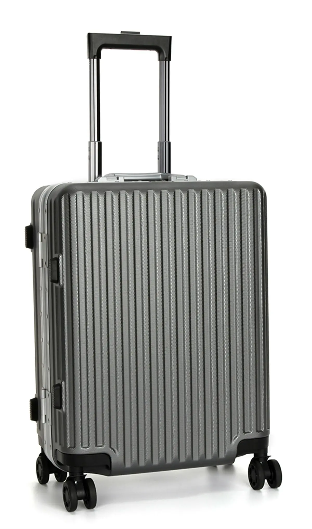 Suissewin Swiss Aluminium Luggage Suitcase Lightweight With TSA Locker 8 Wheel Carry on Hardcase SN7619A Silver Grey