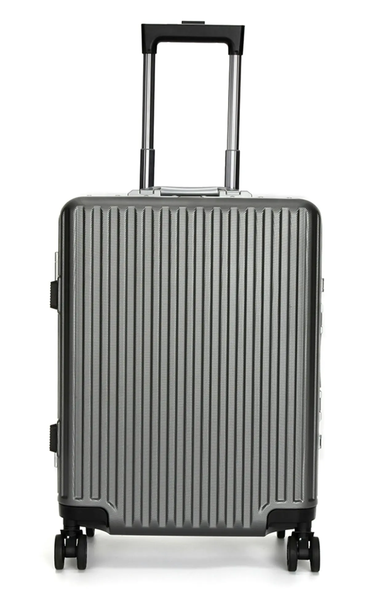 Suissewin Swiss Aluminium Luggage Suitcase Lightweight With TSA Locker 8 Wheel Carry on Hardcase SN7619A Silver Grey