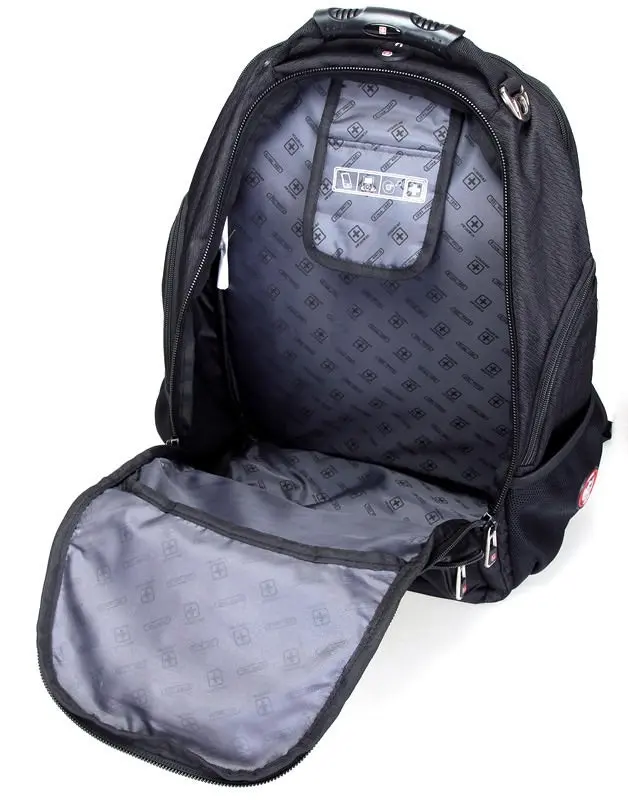 Swisswin Swiss Water-Resistant 17" Laptop Backpack School Backpack Travel Shoulder Bag Black SW9807