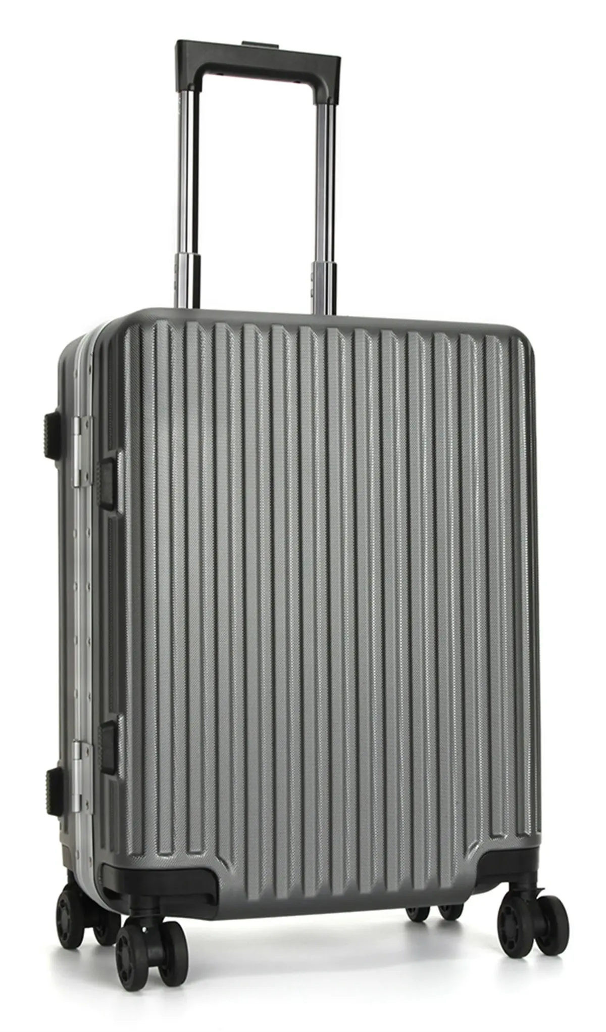 Suissewin Swiss Aluminium Luggage Suitcase Lightweight With TSA Locker 8 Wheels Check in Large Hardcase SN7619B Grey