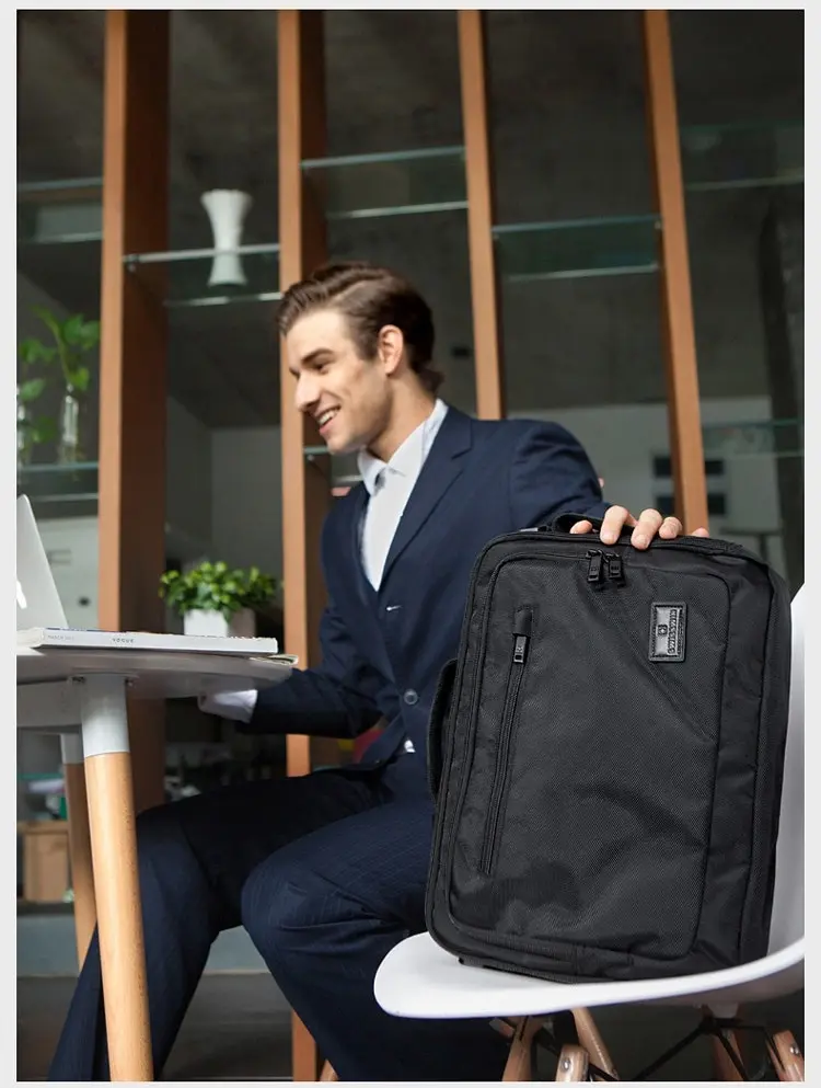 Swisswin Swiss Water-Resistant 15.6" Laptop Bag Travel Briefcase With Backpack SWE1018 Black