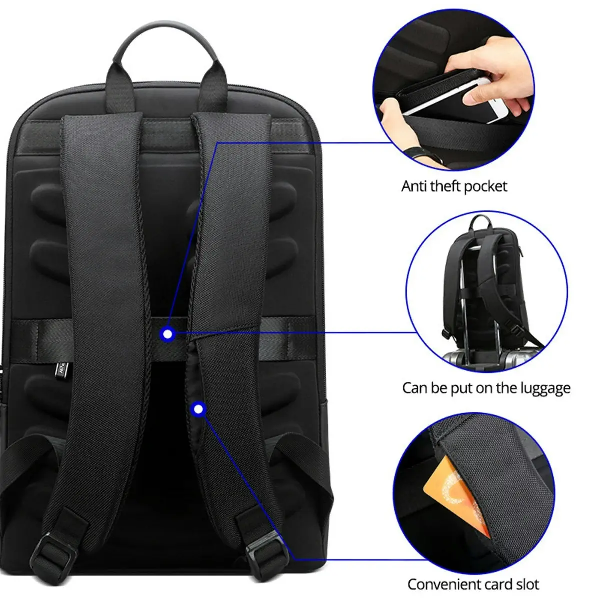 Bopai Anti-Theft Smart 17" Laptop Backpack & USB Charging Luxury Leather Business Bag B85011