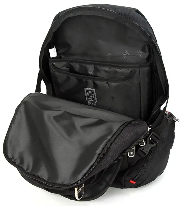 Swisswin Swiss Water-Resistant 17" Laptop Backpack School Backpack Travel Shoulder Bag SW8118 Black