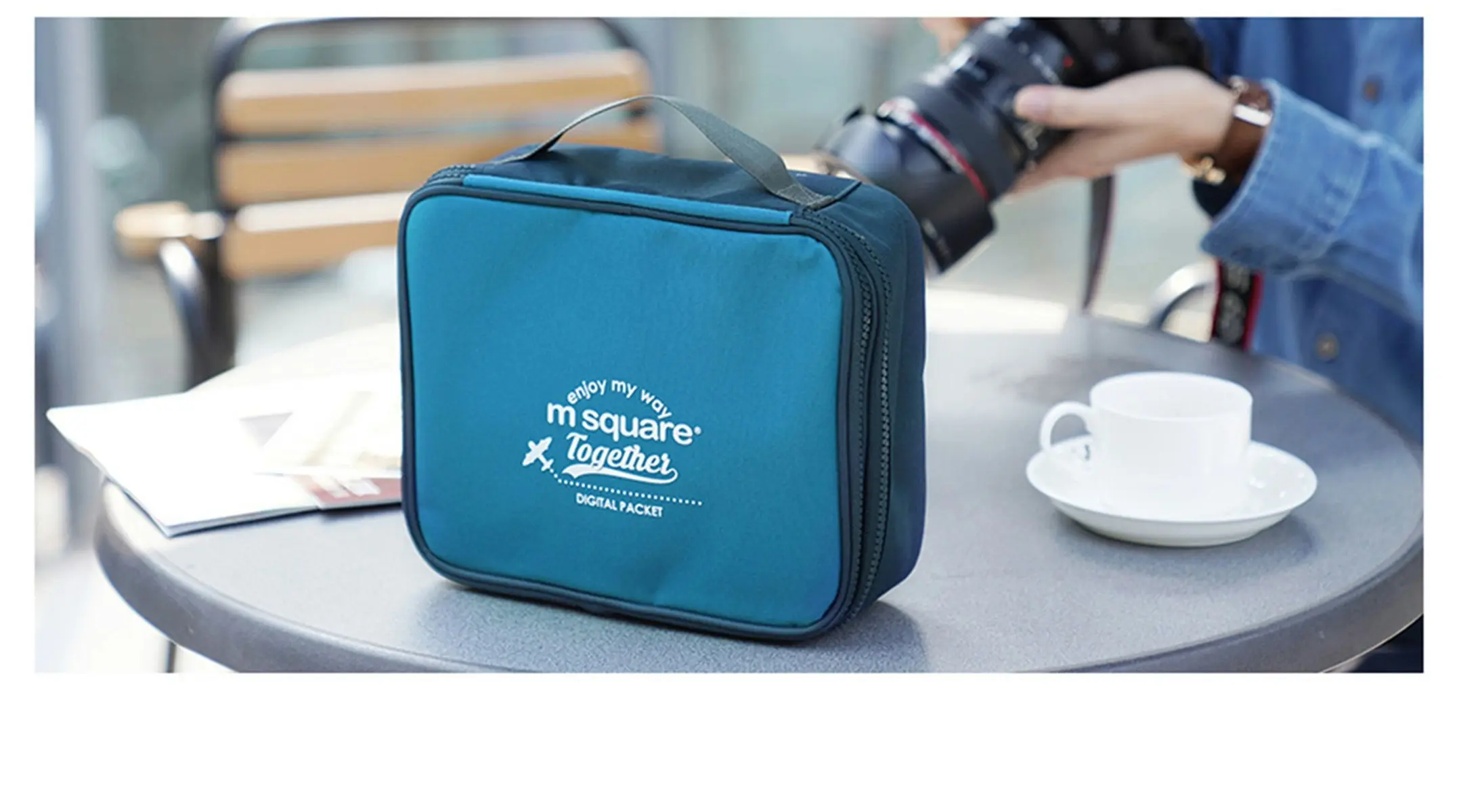 M Square Travel Large Capacity Multifunctional Multi-layer Digital Bag Blue