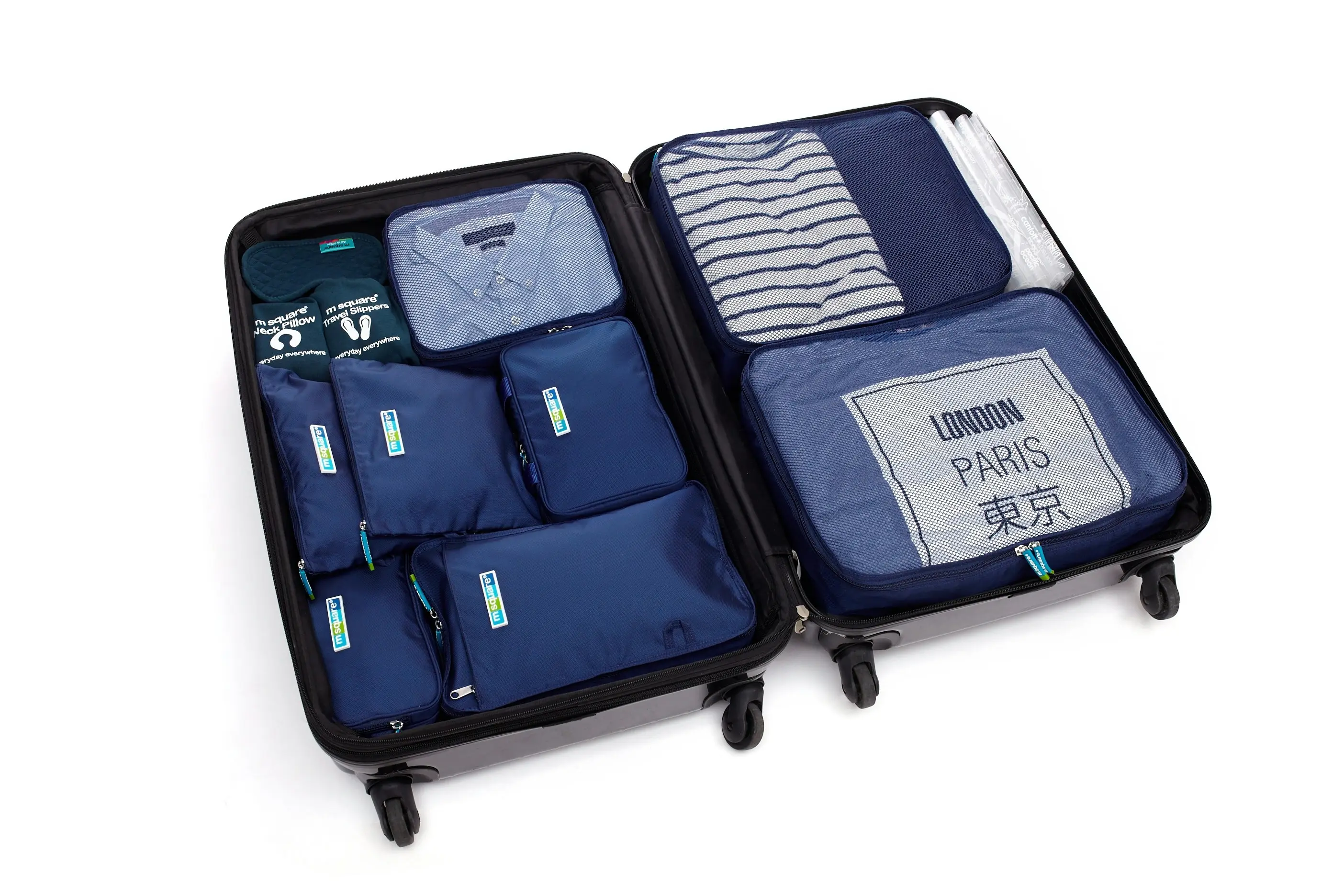 M Square Travel Luggage Packing Organizer 6 Pcs Set Storage Bags Packing Collection Pouch Blue