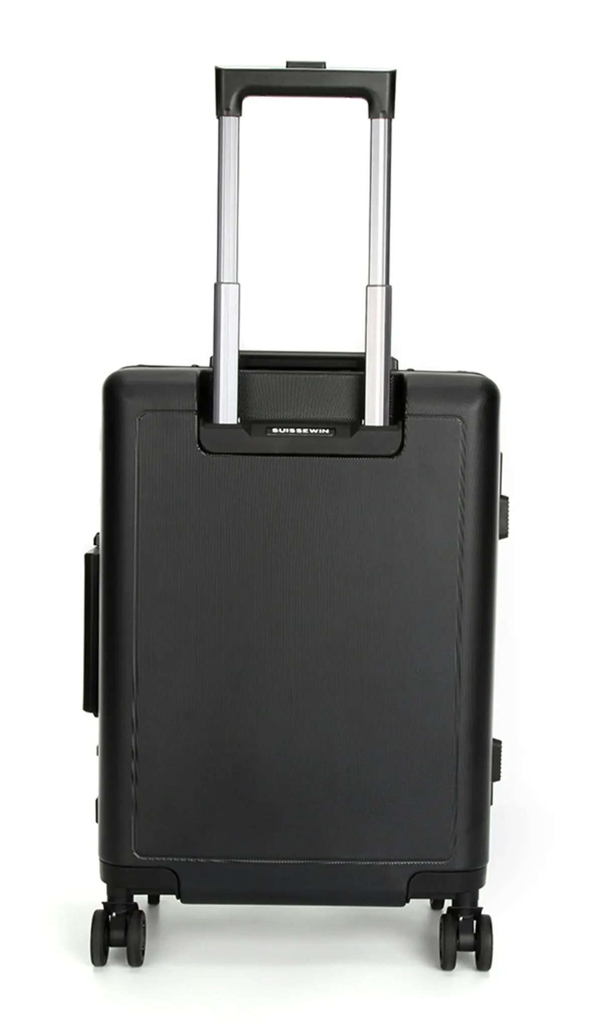 Suissewin Swiss Aluminium Luggage Suitcase Lightweight With TSA Locker 8 Wheels Carry on Hardcase SN7613A Black