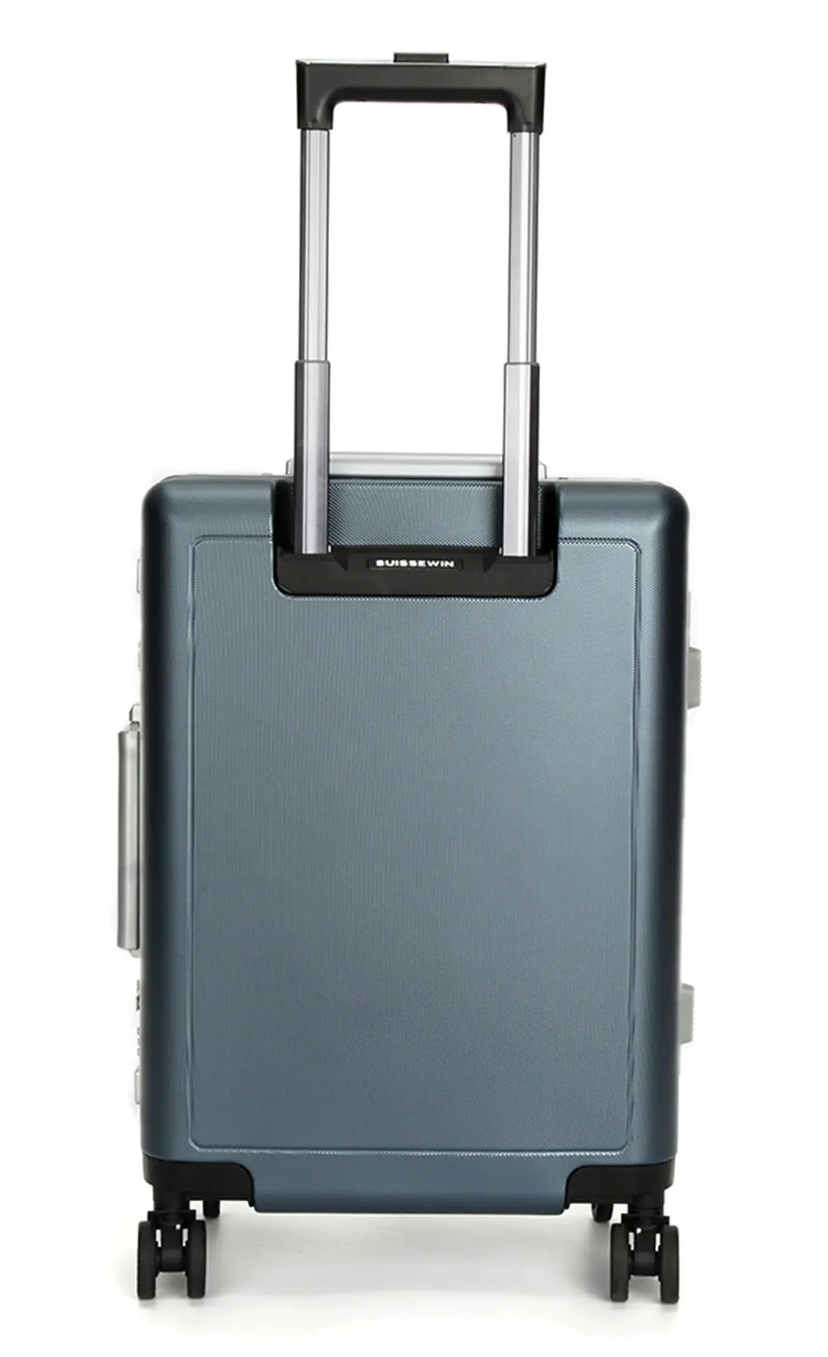 Suissewin Swiss Aluminium Luggage Suitcase Lightweight With TSA Locker 8 Wheels Carry on Hardcase SN7613A Blue