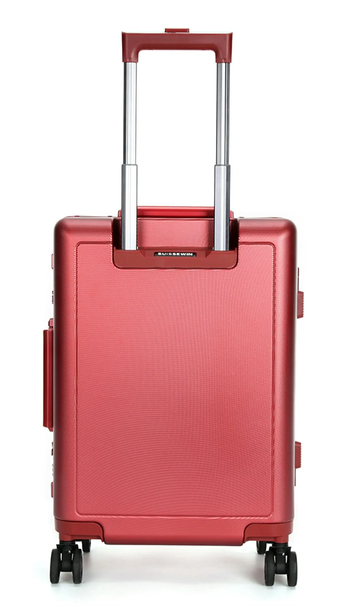 Suissewin Swiss Aluminium Luggage Suitcase Lightweight With TSA Locker 8 Wheels Carry on Hardcase SN7613A Red