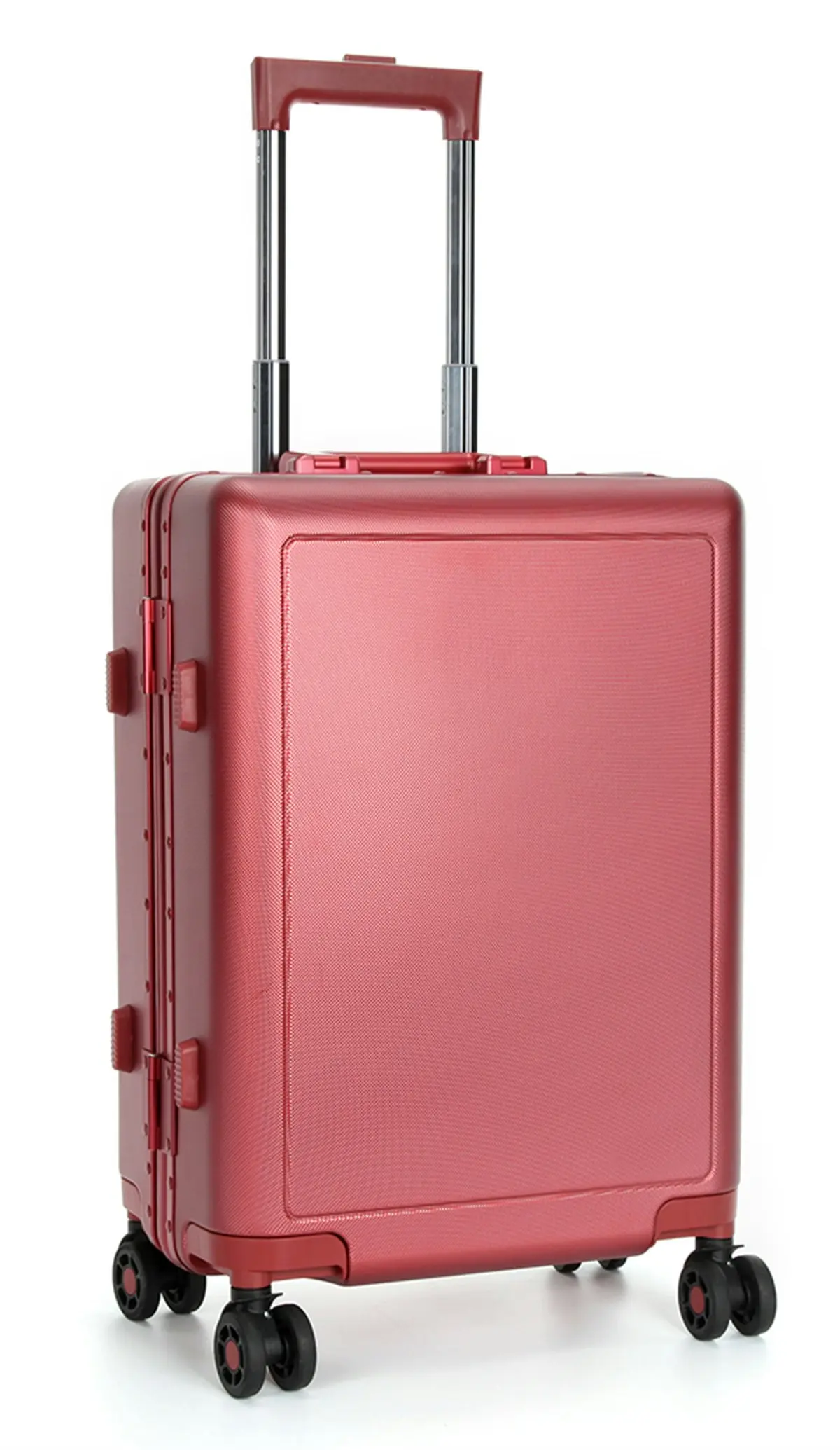 Suissewin Swiss Aluminium Luggage Suitcase Lightweight With TSA Locker 8 Wheels Carry on Hardcase SN7613A Red