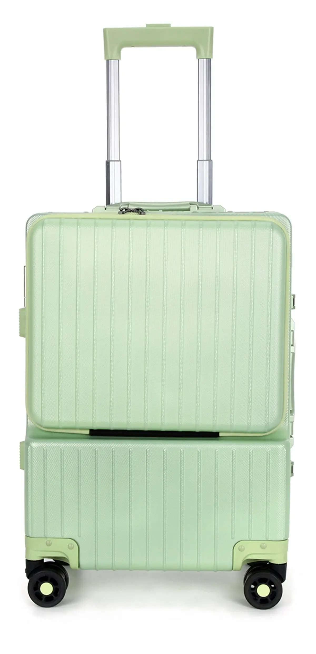 Suissewin Swiss Aluminium Luggage Suitcase Lightweight TSA locker 8 wheels Carry On HardCase SN8610A Green