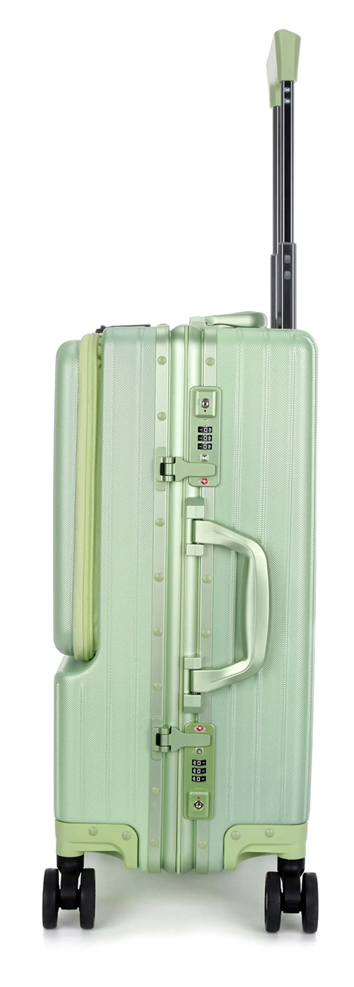 Suissewin Swiss Aluminium Luggage Suitcase Lightweight TSA locker 8 wheels Carry On HardCase SN8610A Green