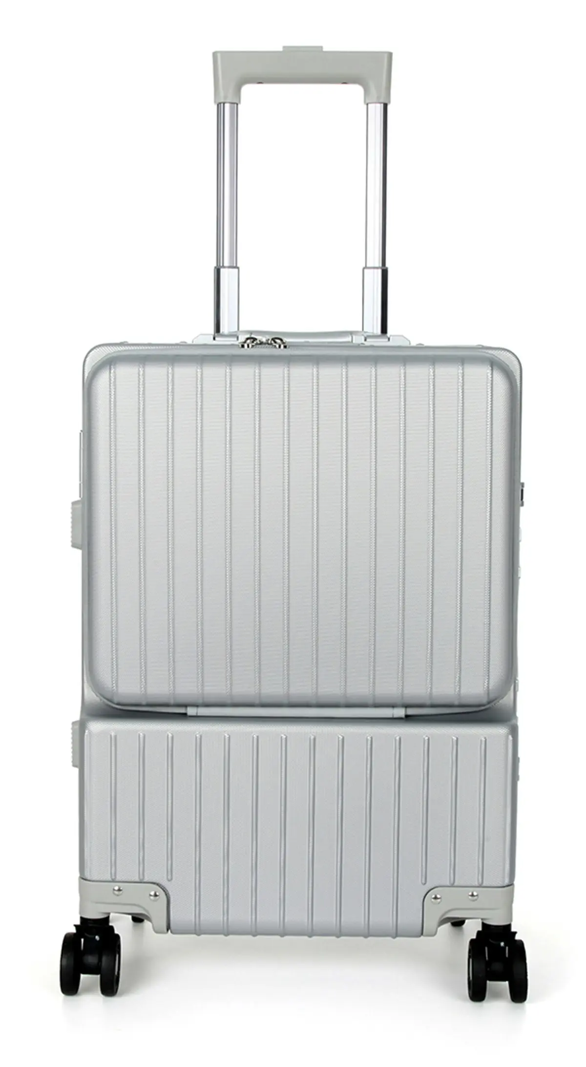 Suissewin Swiss Aluminium Luggage Suitcase Lightweight TSA locker 8 wheels Check In HardCase SN8610B Silver