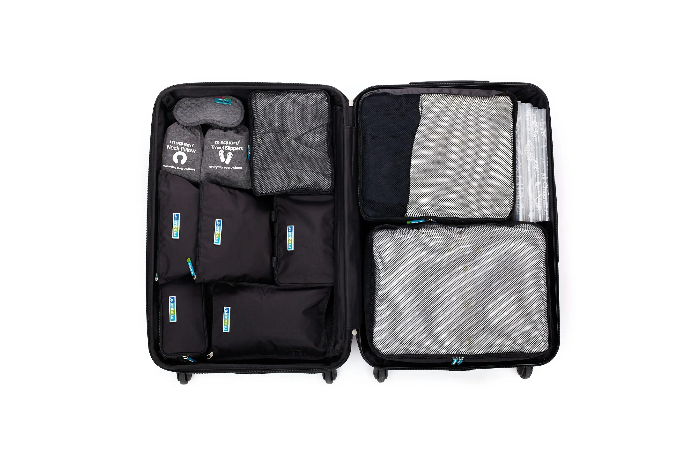 M Square Travel Luggage Packing Organizer 8 Pcs Set Storage Bags Packing Collection Pouch Black