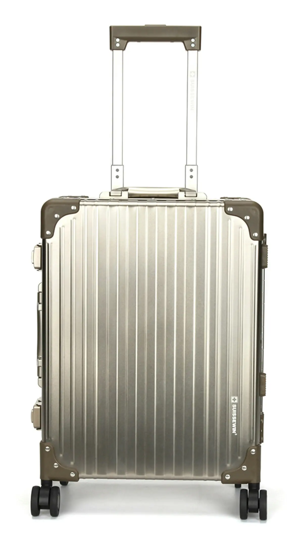 Suissewin Swiss Full Aluminium Luggage Suitcase Lightweight TSA locker 8 wheels Carry On HardCase SN1195A