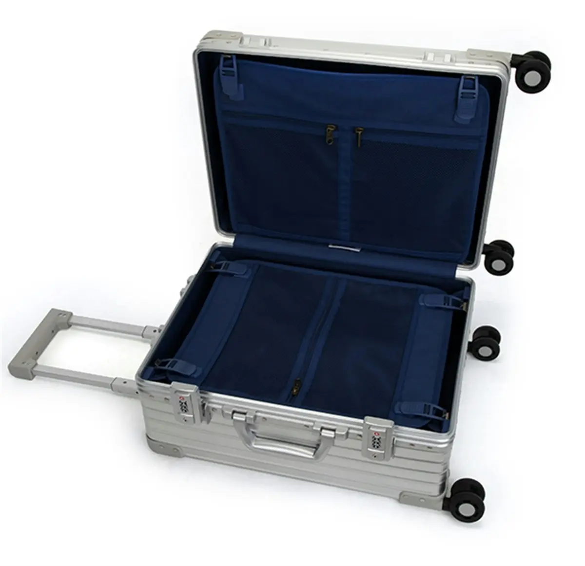 Suissewin Swiss Full Aluminium Luggage Suitcase Lightweight TSA locker 8 wheels Carry On HardCase SN1195A