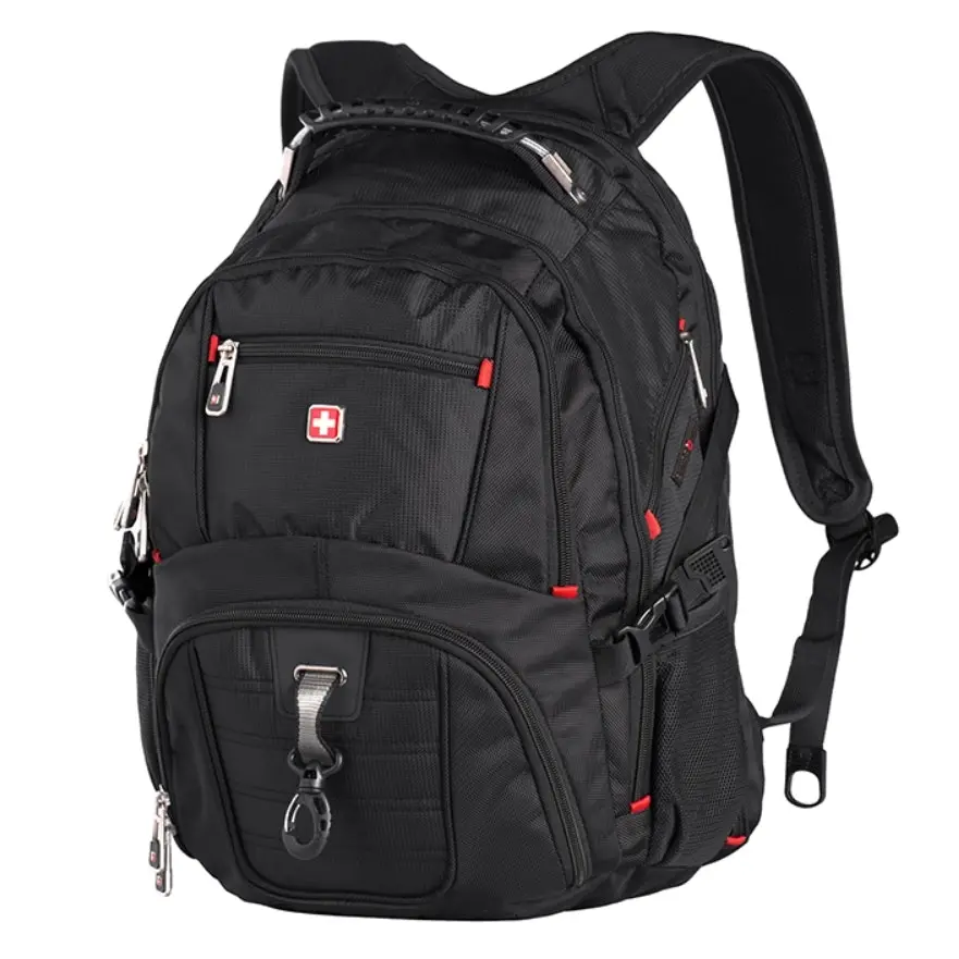 Swisswin Swiss Water-Resistant 15.6" Laptop Backpack School Backpack Travel Shoulder Bag SW8112 Black