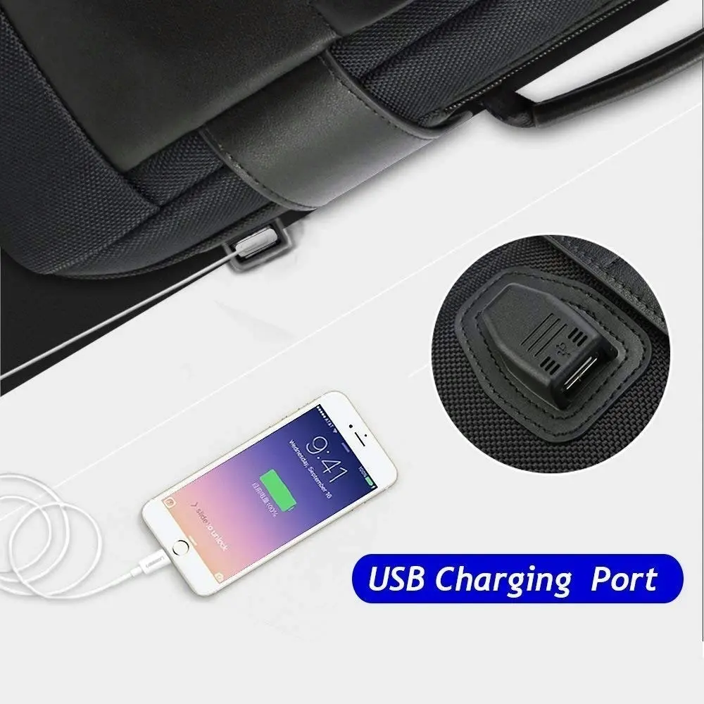 Bopai Luxury Leather & Microfibre Anti-Theft Business And Travel With Usb Charging Backpack 15.6" Laptop B6631