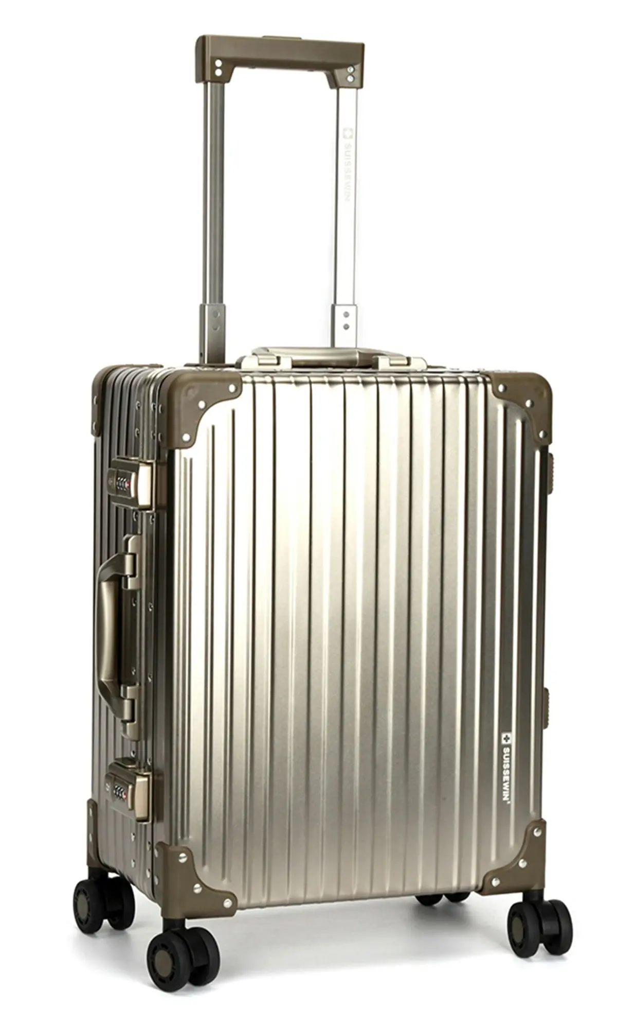 Suissewin Swiss Full Aluminium Luggage Suitcase Lightweight TSA locker 8 wheels Check In HardCase SN1195B